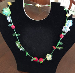 Quirky Fruit and Flowers Necklace  An original Design by Angie